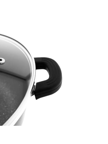 Almina Kochtöpfe Schwarz mit Glasdeckel Antihaft in Schwarz