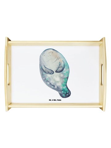 Mr. & Mrs. Panda Dekotablett Seekuh Happy ohne Spruch in Weiß