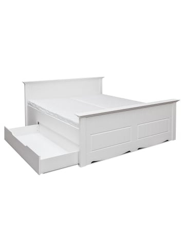 Feldmann-Wohnen Bett Belluno Elegante Kiefer weiß lackiert 160 / 214 / 95cm