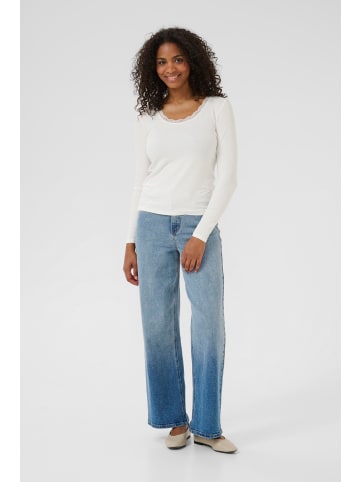 Kaffe Langarm-Shirt KAomi Slim fit in Chalk