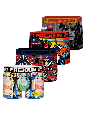 Freegun Trunk Freegun Comic Herren Boxershorts 4er Pack in Mehrfarbig