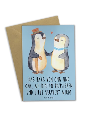 Mr. & Mrs. Panda Grußkarte Großelternliebe mit Spruch in Blau Pastell