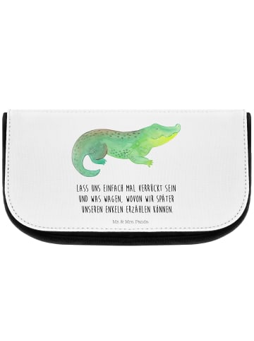 Mr. & Mrs. Panda Schminktasche Krokodil mit Spruch in Weiß