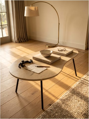 KADIMA DESIGN Couchtisch Holz | Retro-Design, Metallfüße, Praktisch in Weiß-Mango