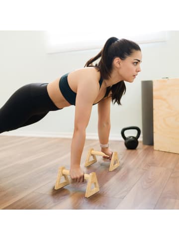 relaxdays 4 x Liegestützgriffe in Natur