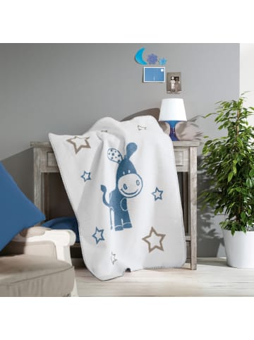 Erwin Müller Baumwolle, Jacquard Babydecke in blau/braun