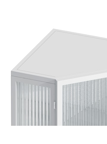 ABRIHOME Eckschrank in Weiß 80 cm mit 2 Glastüren und Ablageböden