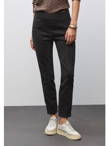 Street One Velours Hose in Schwarz