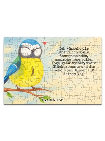 Mr. & Mrs. Panda Puzzle Vogel Blaumeise Design mit Spruch in Weiß