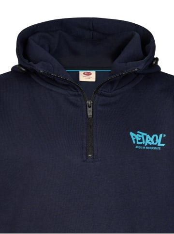 Petrol Industries Millpark Hoodie mit kurzem Reißverschluss in Blau