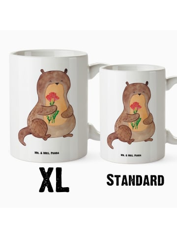 Mr. & Mrs. Panda Keramiktasse Otter Blumenstrauß ohne Spruch in Weiß