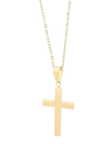 Adeliás Unisex Halskette mit Anhänger – Kreuz aus Edelstahl in gold