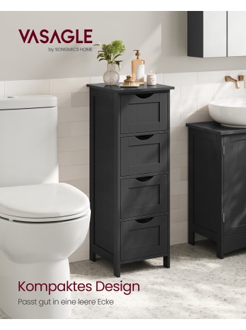 VASAGLE Badschrank in Schwarz - (B)30 x (H)82 x (T)30 cm