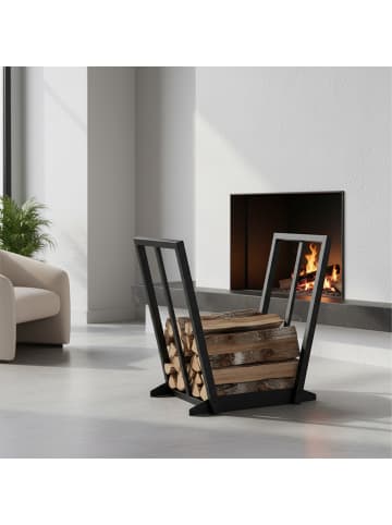 relaxdays Kaminholzregal in Schwarz - (B)62 x (H)55,5 x (T)35 cm