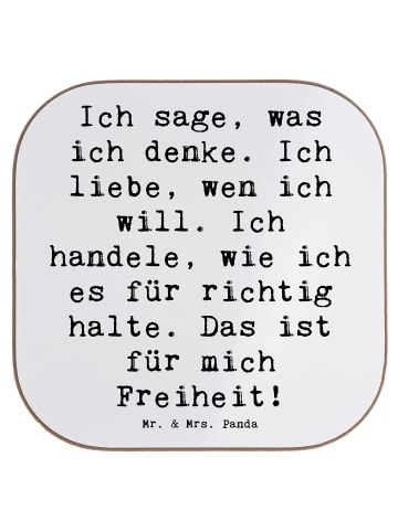 Mr. & Mrs. Panda Glas-Untersetzer Spruch Freiheit Leben mit Spruch in Weiß