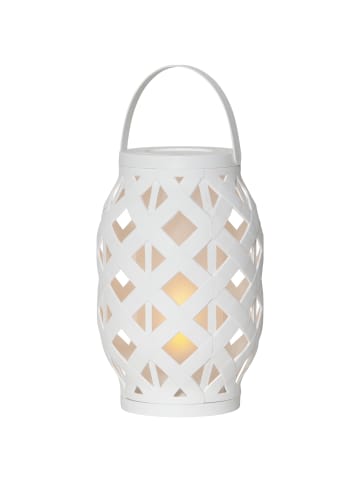 STAR Trading LED Outdoor-Laterne ,Flame Lantern, Batterie und Timer, weiß, 23cm, Ø