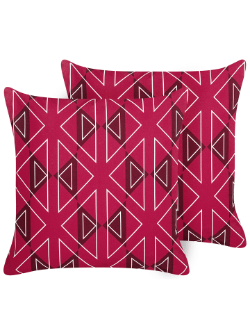 Beliani 2er-Set Gartenkissen MEZZANO in Rosa/Weiß