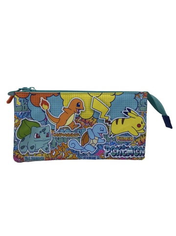 Pokémon Dreifach Federmäppchen 3 Fächer Federmappe mit Reißverschluss