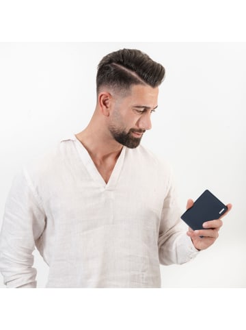 Redolz Leather Essentials QF kleine Geldbörse RFID Leder 10,5 cm in navy