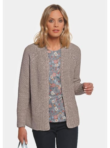 GOLDNER Kurzgröße: Strickjacke Zeitlose Strickjacke in Grobstrick in taupe / melange