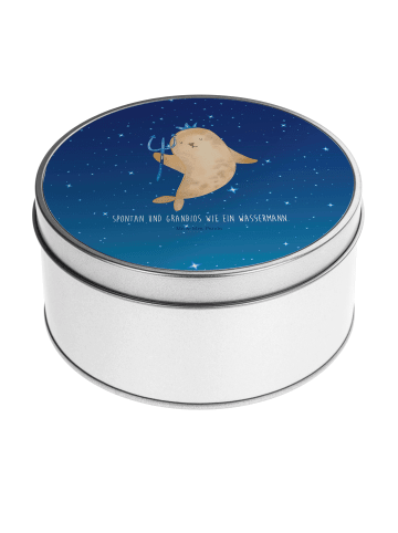 Mr. & Mrs. Panda Kaffeedose Sternzeichen Wassermann mit Spruch in Sternenhimmel Blau