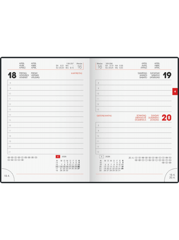 BRUNNEN Taschenkalender 736 10x14cm 1 Tag/Seite PU-Einband flexibel Neon schwarz 2026