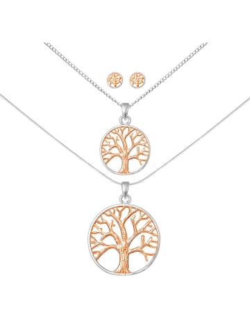 Alexander York Schmuckset TREE OF LIFE in 925 Sterling Silber mit Rosé-Gold, 6-tlg.