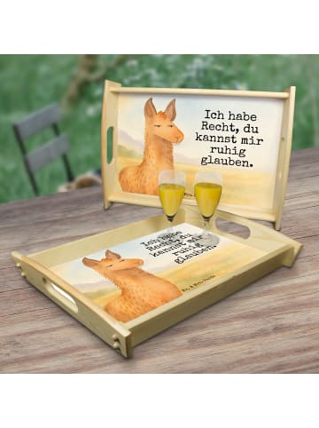 Mr. & Mrs. Panda Servier Tablett Lamakopf Genervt Design mit Spruch in Weiß
