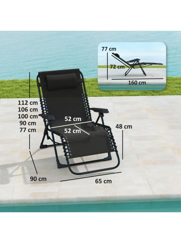 Outsunny Sonnenliege 90L x 65B x 112H cm Schwarz