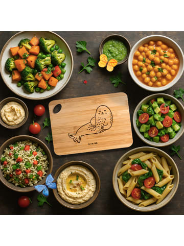 Mr. & Mrs. Panda Schneidebrett Robbe Lachen ohne Spruch in Braun