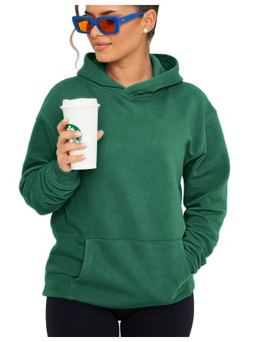 DAILY COTTON Kapuzenpullover - Unifarben im Oversize Schnitt - Kapuzenpullover Loose-Fit Basic Oversize Hoodie Einfarbig Sweatshirt in Green College