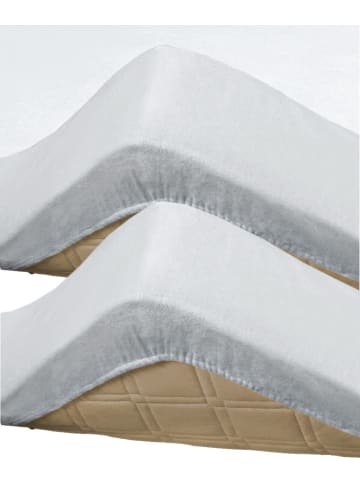 Erwin Müller Molton Spannbettlaken wasserdicht/kochfest f. Boxspringbett 2er-Pack Prenzlau in weiß