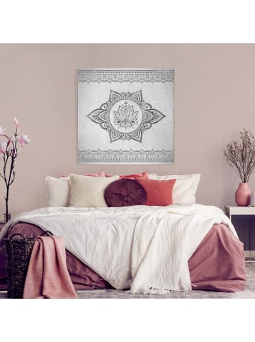 WALLART Leinwandbild - Mandala Lotus Betonoptik in Grau