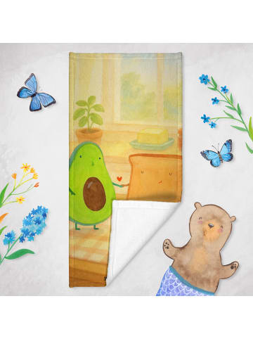 Mr. & Mrs. Panda Badehandtuch Avocado Toast Design ohne Spruch in Gelb Pastell