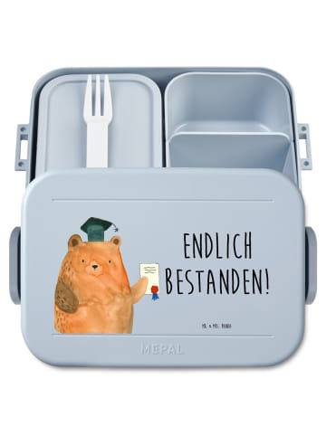 Mr. & Mrs. Panda Bentobox Bär Prüfung Motiv mit Spruch in Blau Pastell