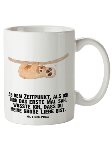 Mr. & Mrs. Panda Henkelbecher Faultier Kind mit Spruch in Weiß
