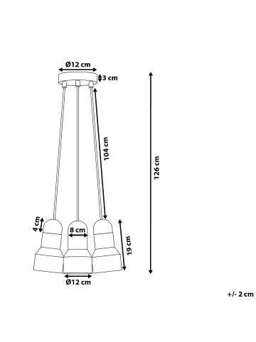 Beliani Pendelleuchten BAHT in Grau/Braun - (W) 12 x (H) 19 x (L) 12 cm