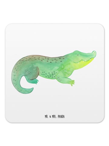 Mr. & Mrs. Panda Glasuntersetzer Krokodil ohne Spruch in Weiß