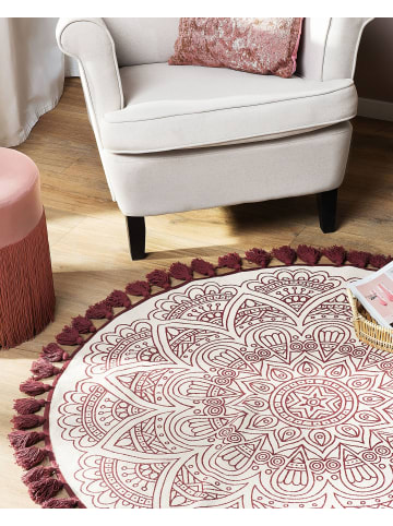 Beliani Kurzflor AYAKLI in Rot/Beige - (W) 120 x (H) 120 x (L) 120 cm