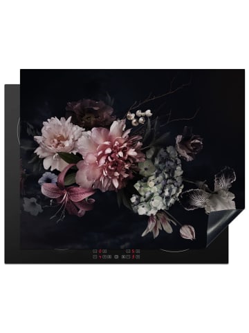 KitchenYeah Herdabdeckplatte Blumenstrauß rosa weiß