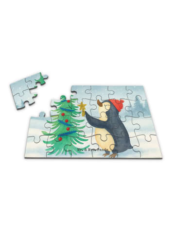 Mr. & Mrs. Panda Puzzle Pinguin Weihnachtsbaum Design ohne Spruch in Weiß