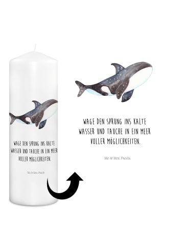 Mr. & Mrs. Panda Weihnachtskerze Orca mit Spruch in Weiß