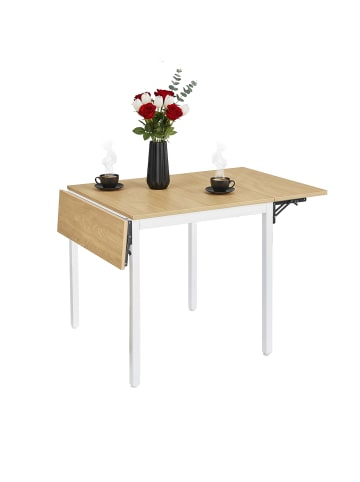 relaxdays Esstisch in Natur/ Weiß – (B)120 x (H)76 x (T)78 cm