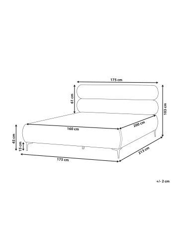 Beliani Doppelbett LESSAY in Weiß/Schwarz - (W) 175 x (H) 103 x (L) 213 cm