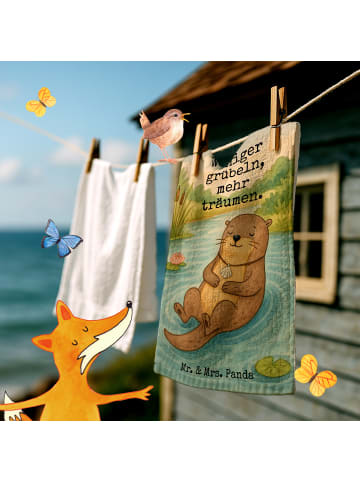 Mr. & Mrs. Panda Gästetuch Otter Muschel Design mit Spruch in Weiß