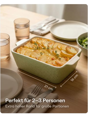 Praknu Auflaufform Keramik Grün 21cm – Backofen 280°C & Mikrowelle