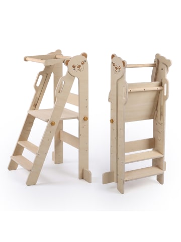 relaxdays Lernturm "Bären" in Natur - (B)46,5 x (H)90 x (T)41 cm