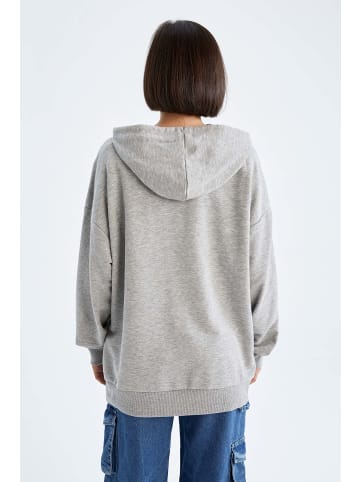 DeFacto Kapuzensweatshirt OVERSIZE FIT in Grau Melange