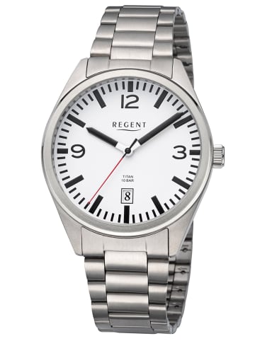 Regent Herren-Armbanduhr Titan 10 Bar Weiß