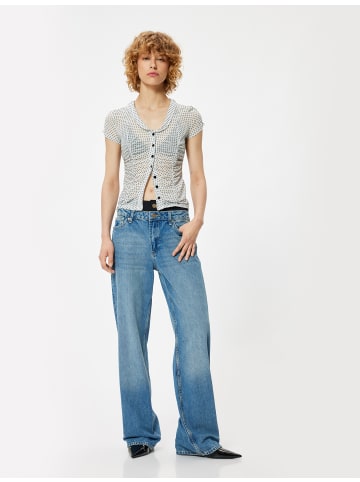 KOTON Bluse in Ekru Gemustert